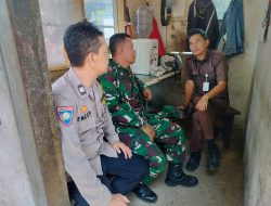 Sinergitas TNI POLRI sambangi Pos Satpam sekaligus Berikan Himbauan Kamtibmas